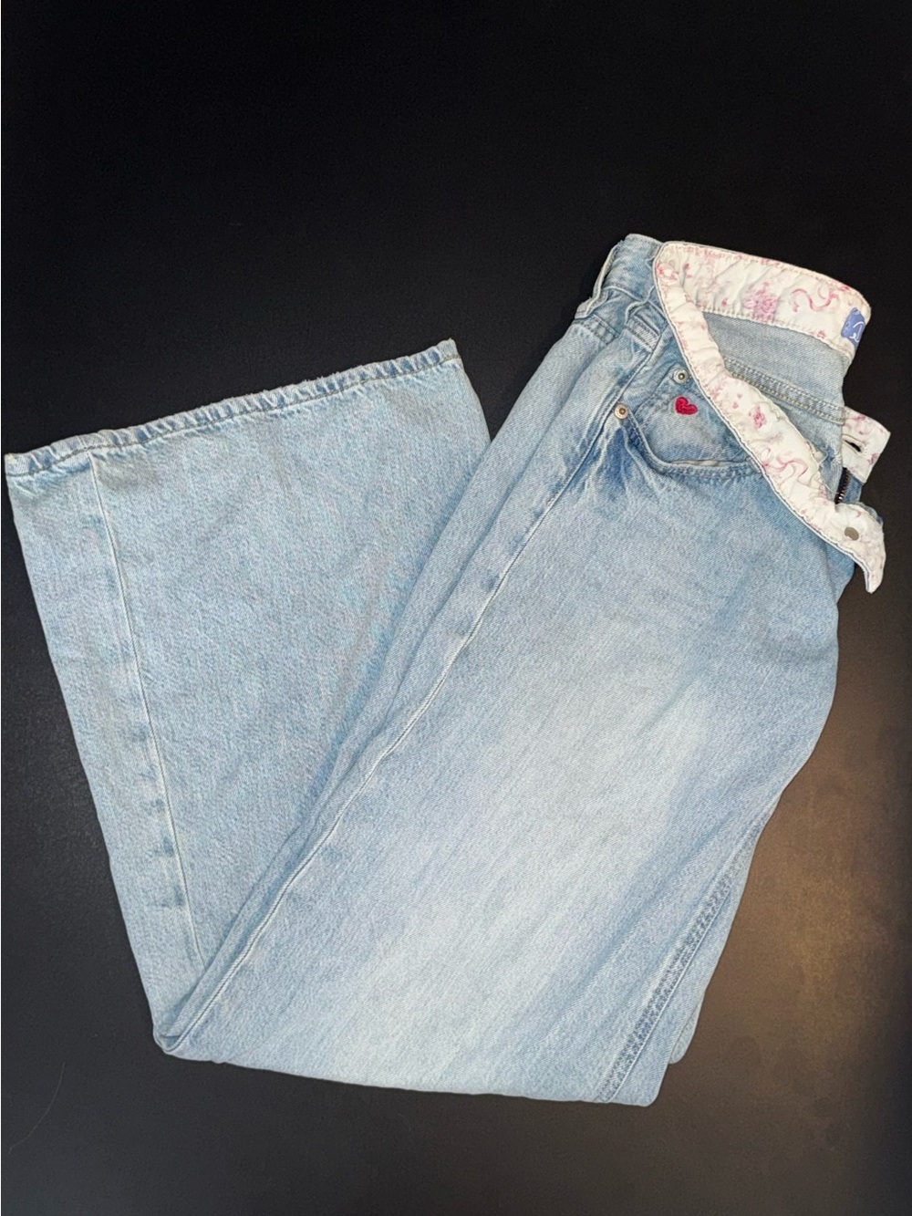 Aeropostale Light Blue Wide Leg Jeans with Heart Accent